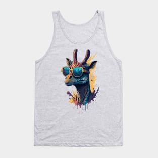 Cool Dinosaur  Giraffe Wearing Shades Tank Top